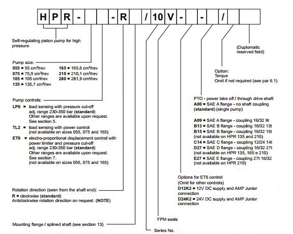 迪普馬HPR柱塞泵參數